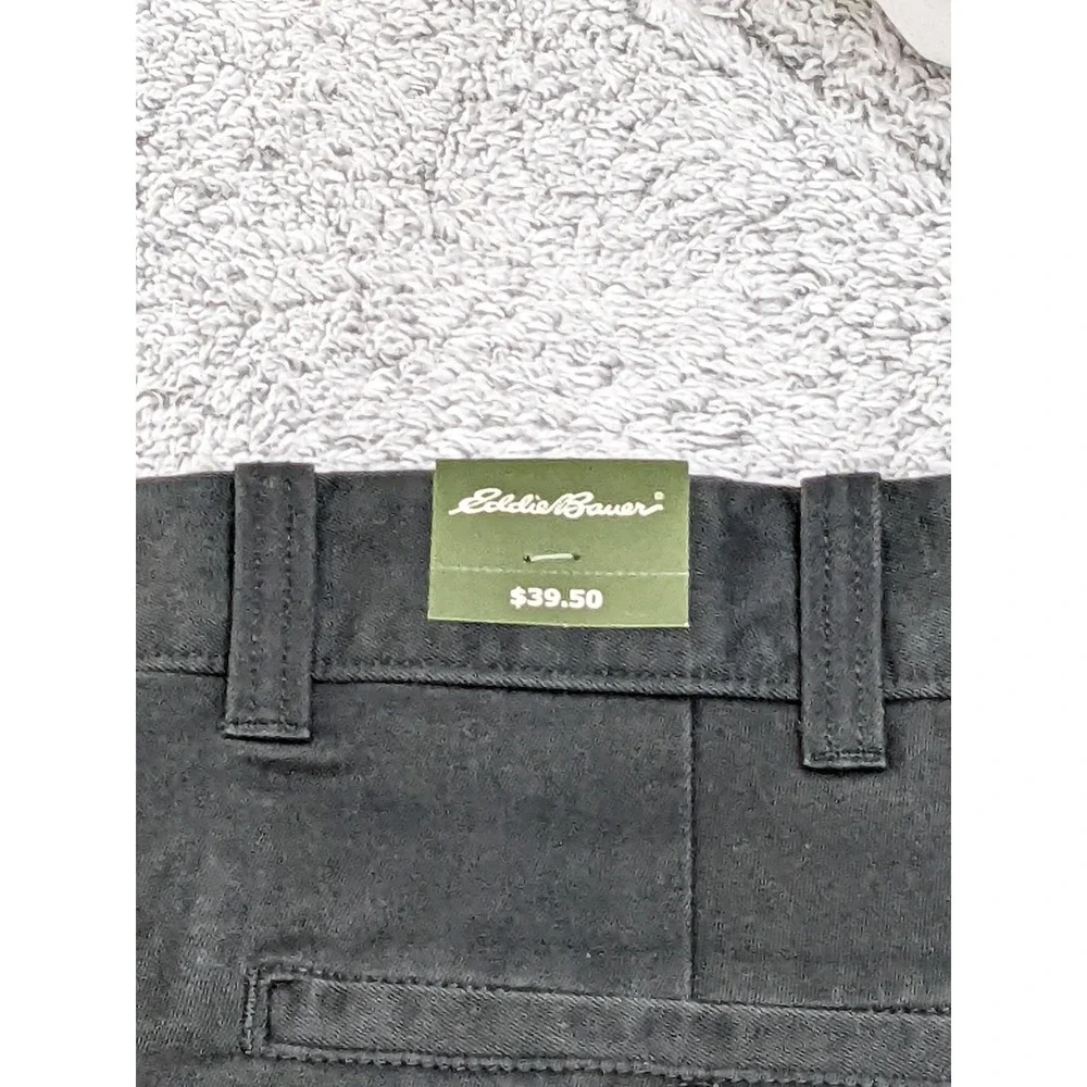 Eddie Bauer Classic Fit Pants Men 36x30 Charcoal Khaki Straight Flat Front Chino